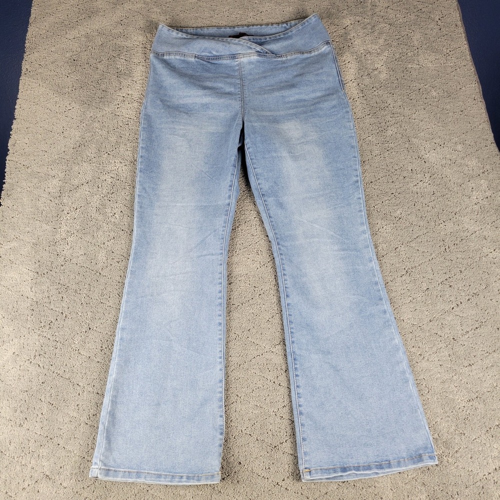 No Boundries Jeans Womens 2XL Blue Pull On High Rise Flare Stretch Hippie